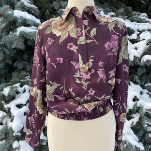 Purple floral Vintage Alfred Dunner vintage dress blouse size 8